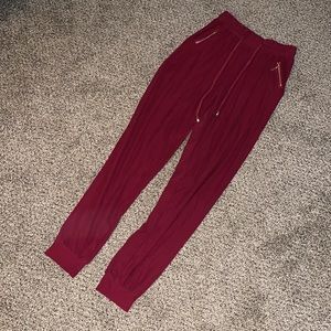 burgundy joggers